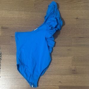Zara Blue Ruffled Bodysuit